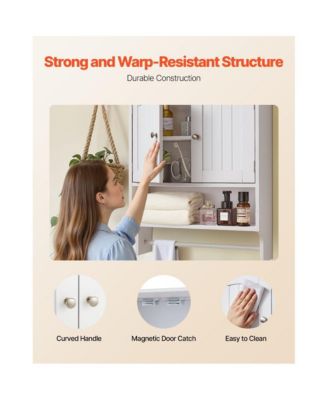 Bathroom Wall Cabinet with Towel Bar and Double Doors