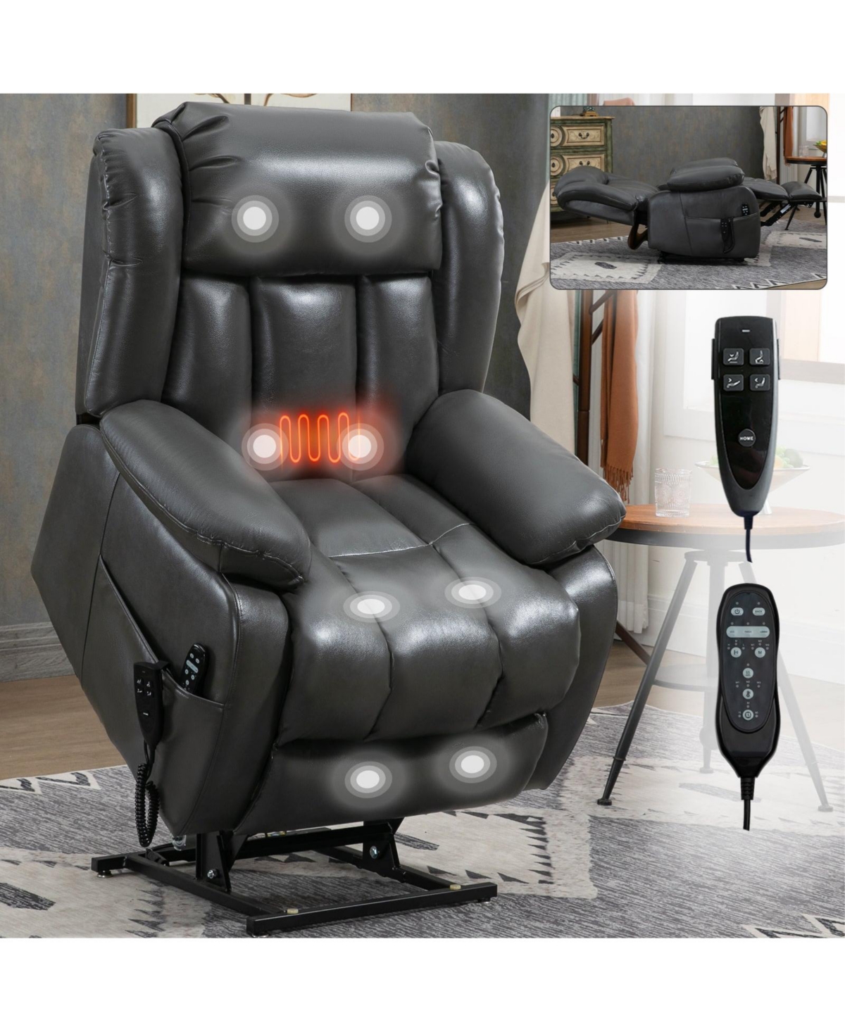 Mondawe Dual Motor Infinite Position Leatheraire Power Lift Recliner Chair