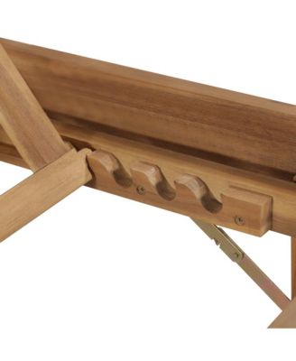 Set of 1 Sun Lounger  Solid Acacia Wood Large Foldable Sun Lounger