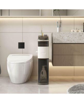 4-Tier Narrow Bathroom Storage Cabinet with Drawers Tissue Box Wheels for Kitchen