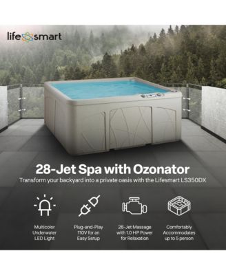 Spas 5 Person Plug and Play 28 Jet LED Outdoor Hot Tub, LS350DX, Sand