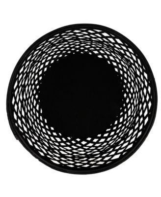 Woven Bamboo Baskets with Wooden Legs, Black, Set of 3