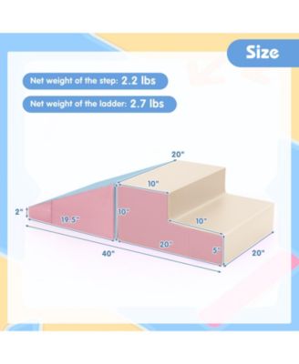 2-Piece Step and Slide Climber for Infants and Toddlers Baby Soft Play Set Foam Blocks-Pink & blue