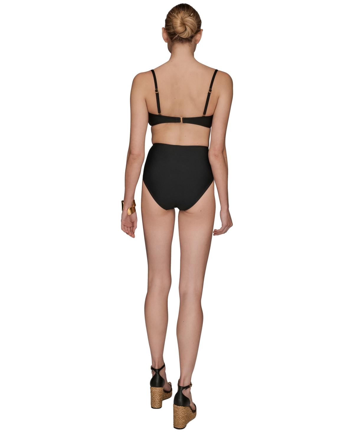 Donna Karan Women's Shirred Bandeau Bikini Top In Black