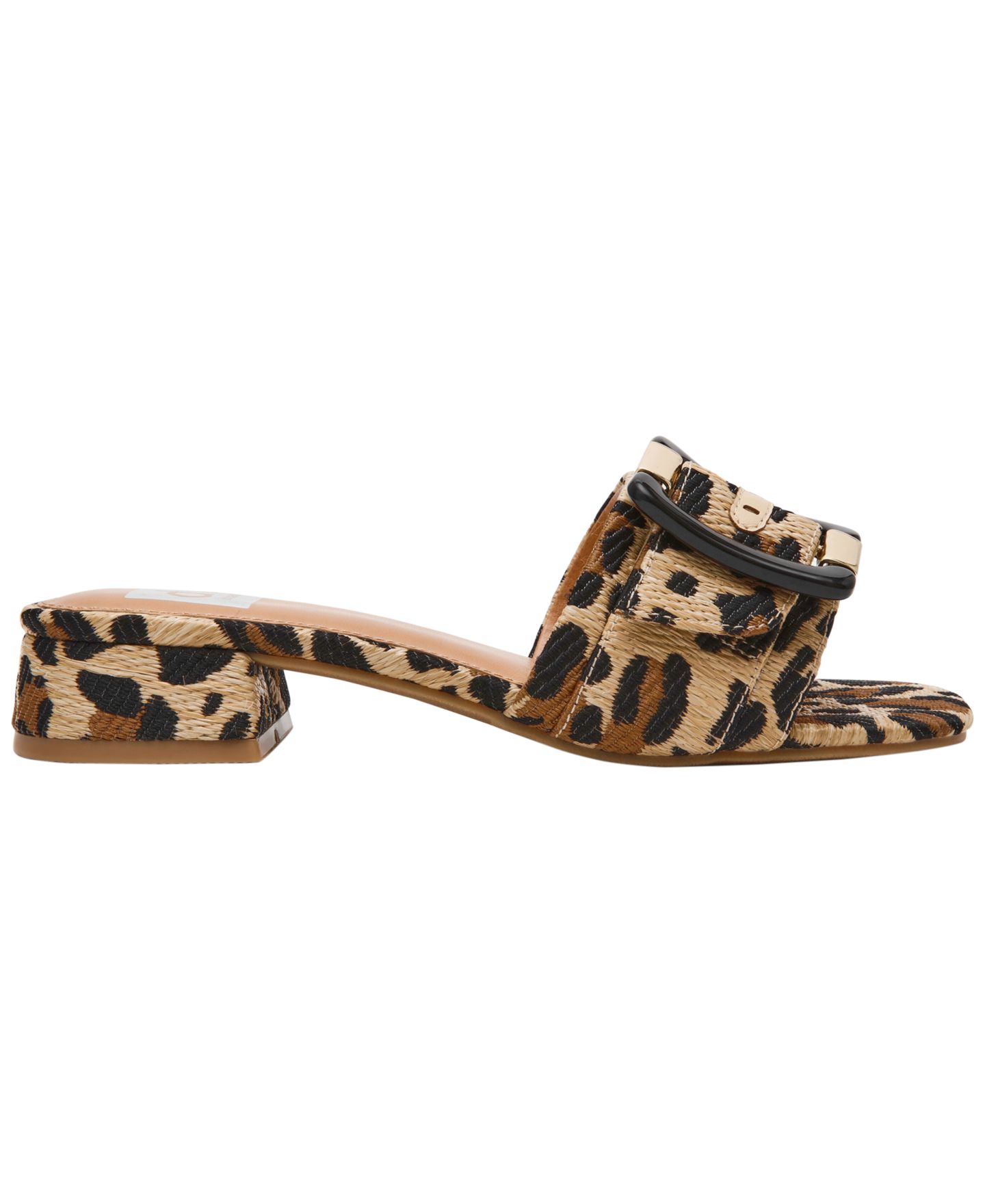 Женские сандалии DV Dolce Vita Neeva Buckle Slide Low Block Heel Dress Sandals, цвет: Леопардовый — фото 2