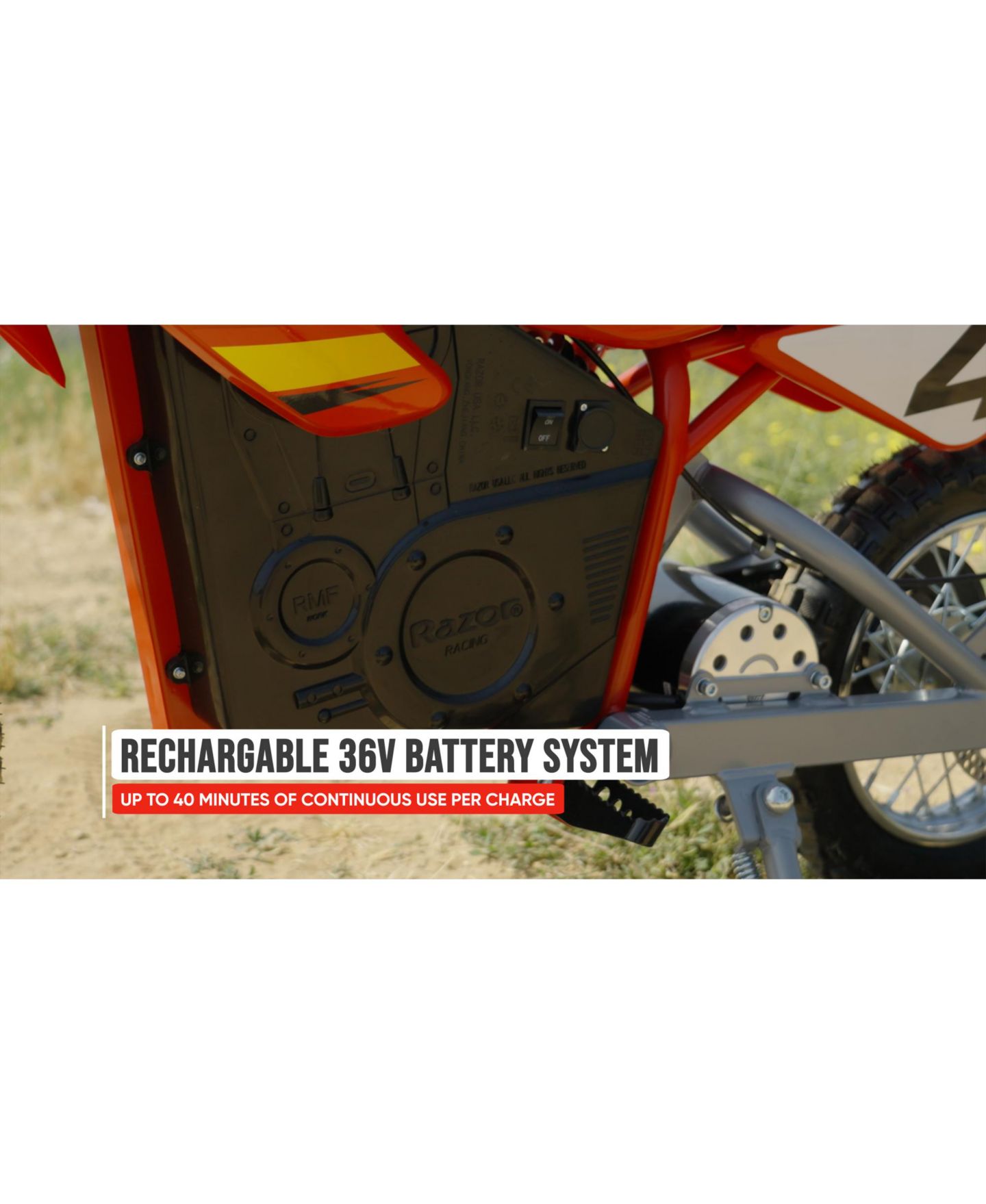 Детская игрушка Razor MX500 Dirt Rocket Steel Electric High-Torque Chain-Driven Motor Dirt Bike, 175 lbs Capacity, Ages 14+ — фото 8