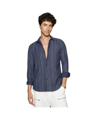 Men's Contrast-Weave Relaxed Shirt