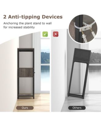 3 Tier Tall Metal Plant Stand with Drawer for Balcony Office 12" x 12" x 36"