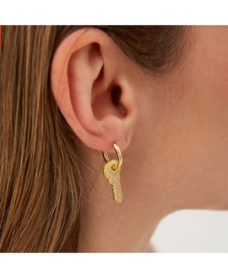 Key Gold Color Hoop Sterling Silver Earring