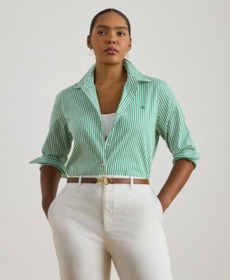 Plus Size Classic-Fit Striped Broadcloth Shirt