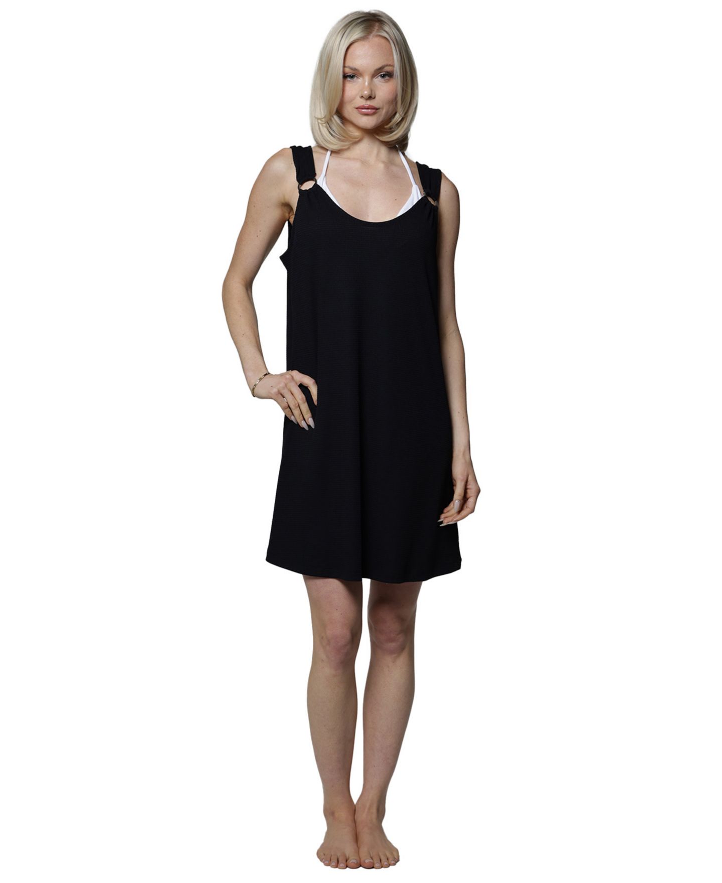 Женское платье J Valdi Ring Tank Swim Dress, цвет: Чёрный — фото 1