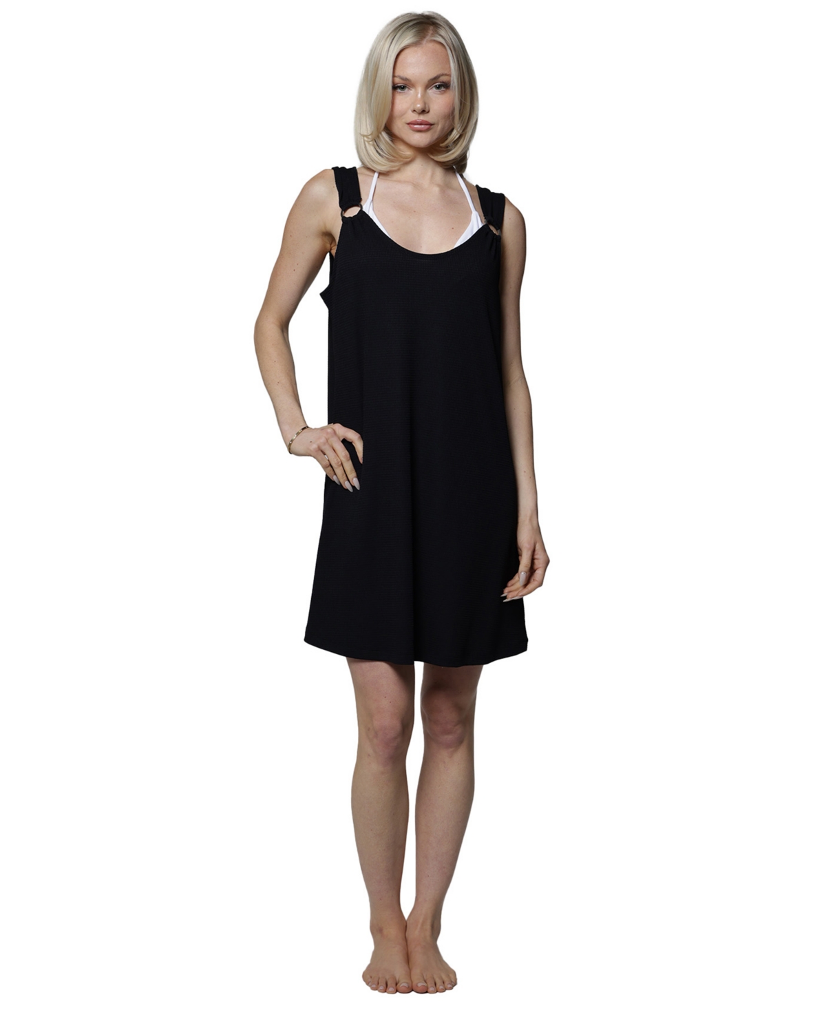 J Valdi Women's Ring Tank Swim Dress In Black