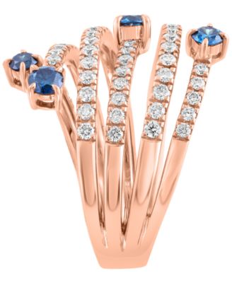 White and Blue Diamond (1-1/6 ct. t.w.) Ring in 14k Rose Gold