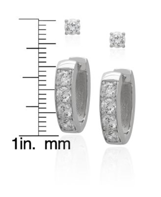 2-Pc. Lab-Grown White Sapphire Hoop & Stud (3-8/4 ct. t.w.) Earring Set in Sterling Silver