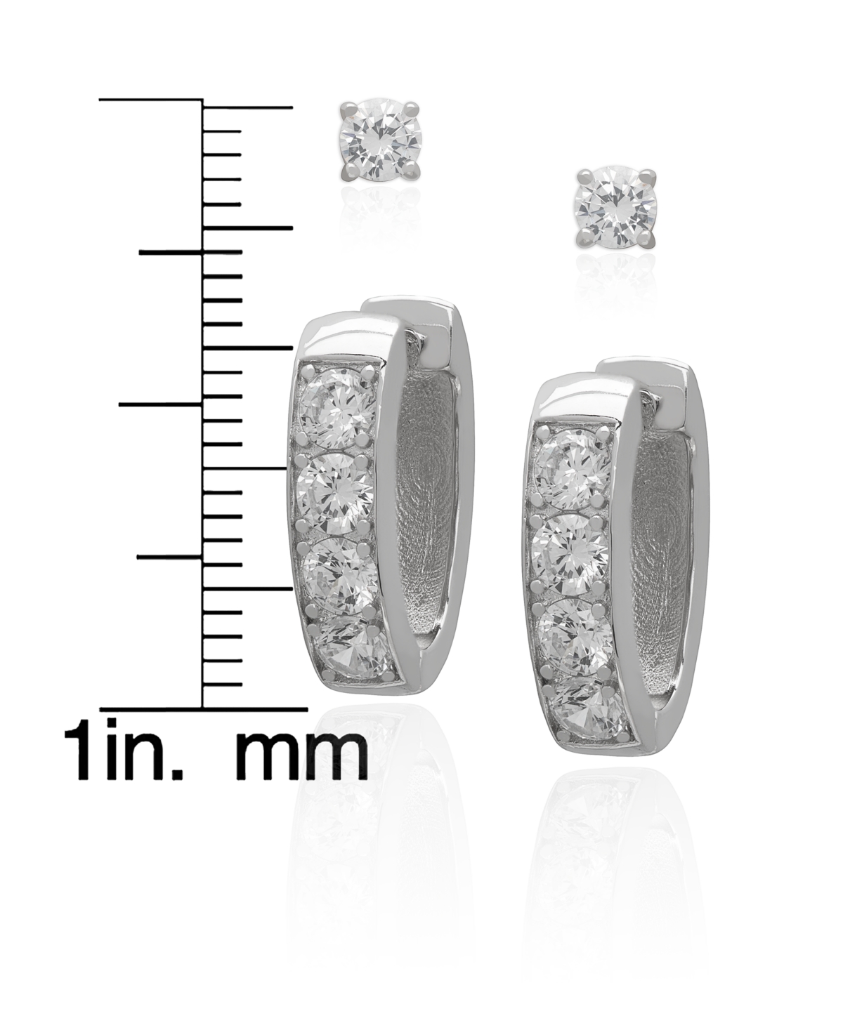 Macy's 2-Pc. Lab-Grown White Sapphire Hoop & Stud (3-8/4 ct. t.w.) Earring Set in Sterling Silver
