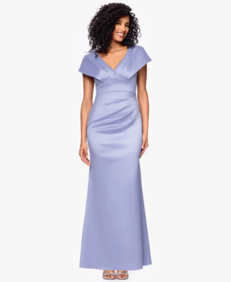 Petite V-Neck Long Sheath Dress - Periwinkle