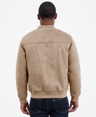 Men's Faux Suede Bomber Jacket