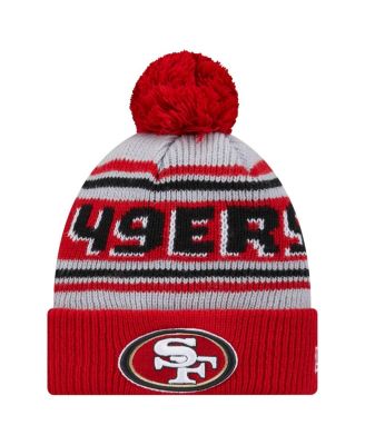 Big Boys and Girls Scarlet San Francisco 49ers Main Cuffed Knit Hat with Pom