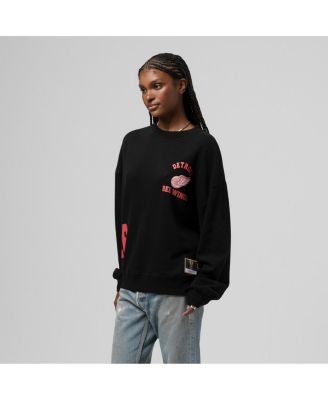Women's Black Detroit Red Wings Crewneck Sweatshirt