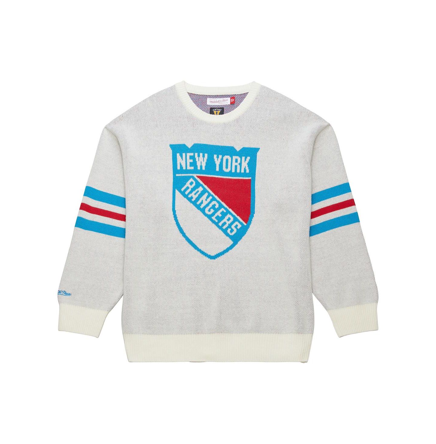 Мужской свитер Mitchell & Ness Cream New York Rangers Centennial Retro Logo — фото 1
