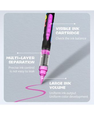 12 Colors Acrylic Paint Markers Direct Liquid Soft-Tip Drawing Pens