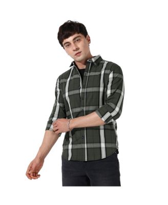 Men's Tartan Plaid Dark Green Shirt.