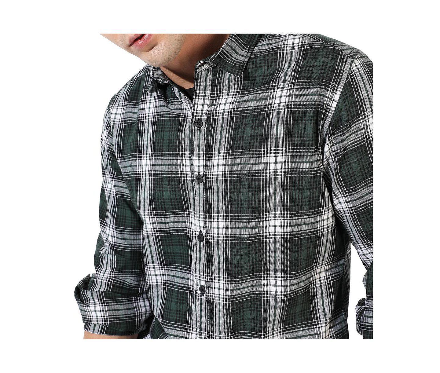 Мужская рубашка Cahoot Campus Sutra Green Checkered Regular Fit Casual, цвет: Зелёный — фото 7