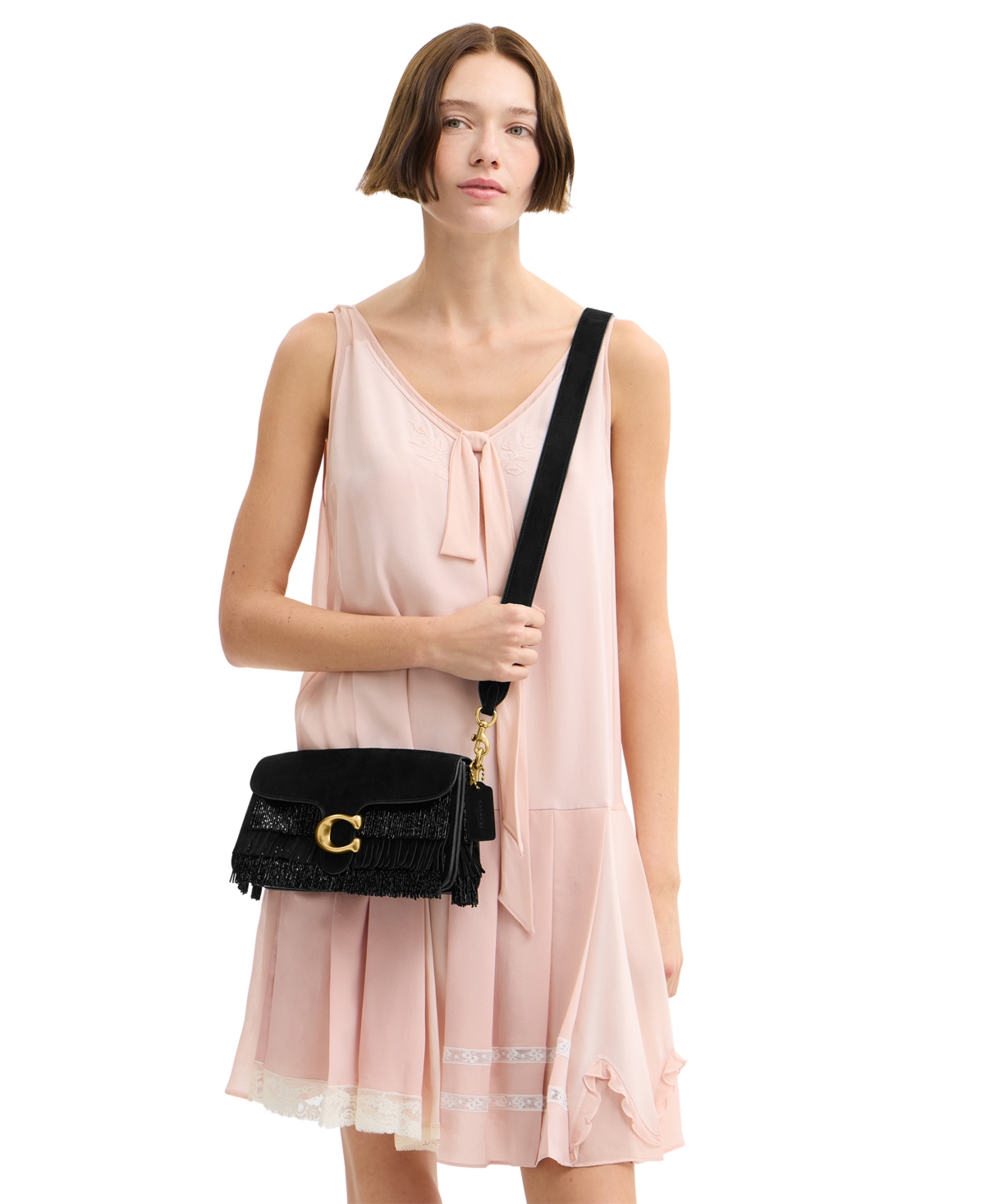 Coach Crystal Beaded Fringe Tabby Leather Shoulder Bag