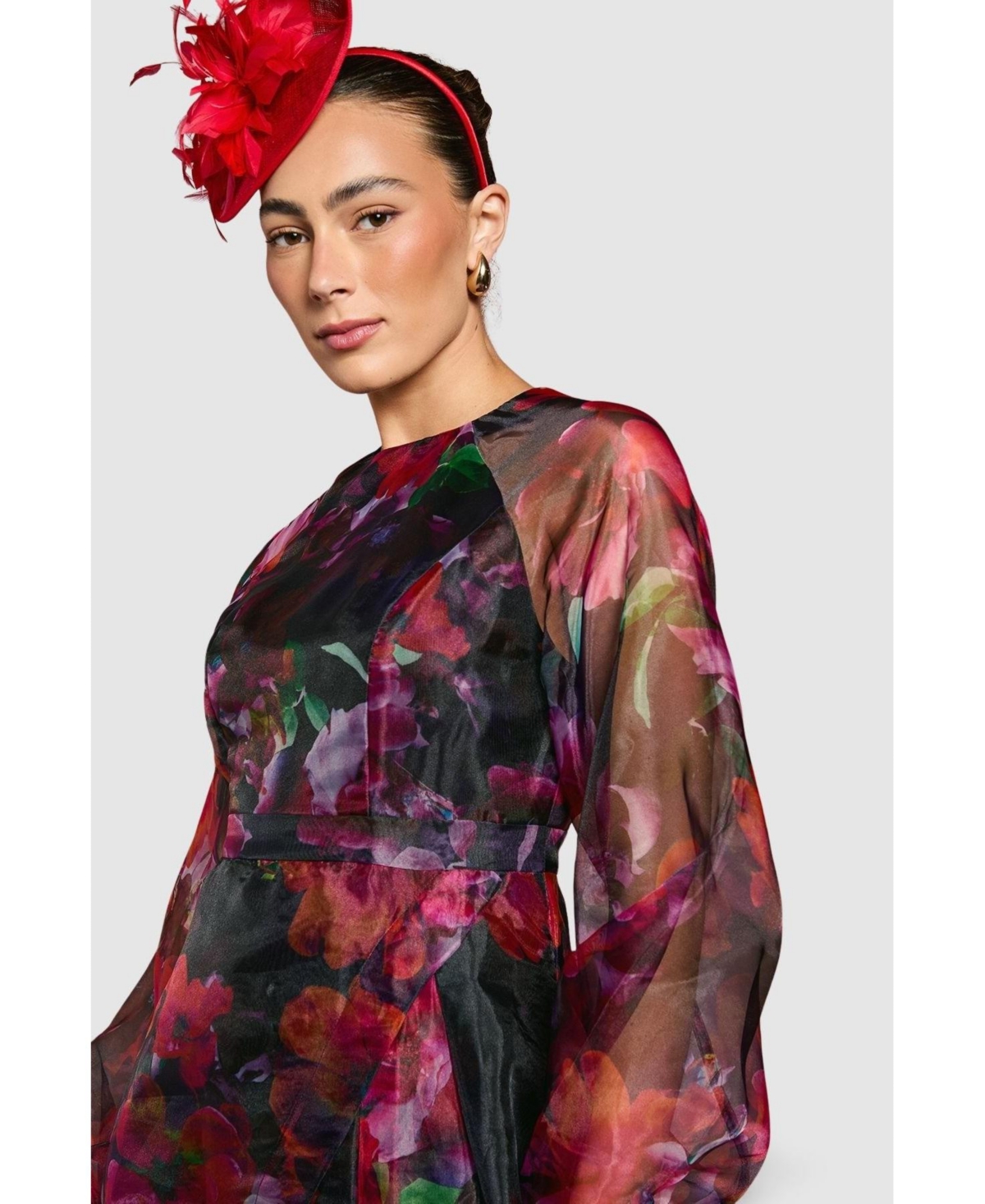 Coast Women's Organza Puff Sleeve Midi Dress