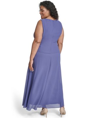 Plus Size Maxi Dress with 3/4-Sleeve Jacket, 2-Piece Set