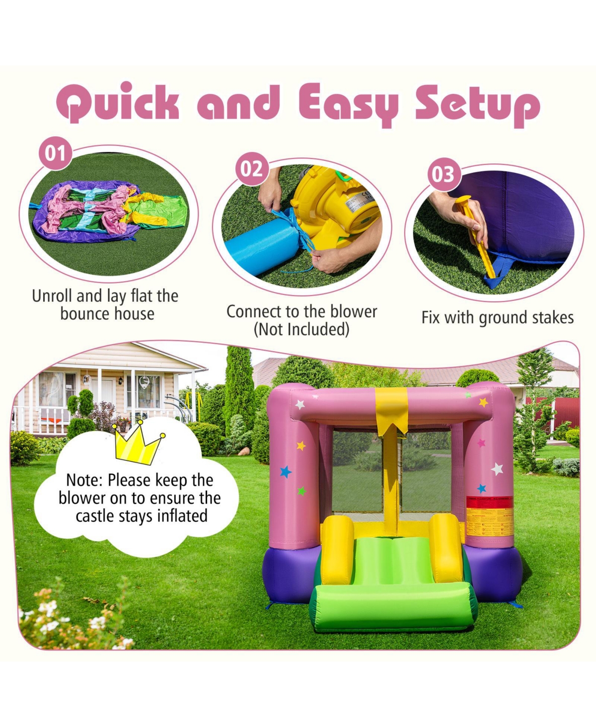 Hongge Inflatable Bounce House with Jumping Area for Indoor or Outdoor Party Use