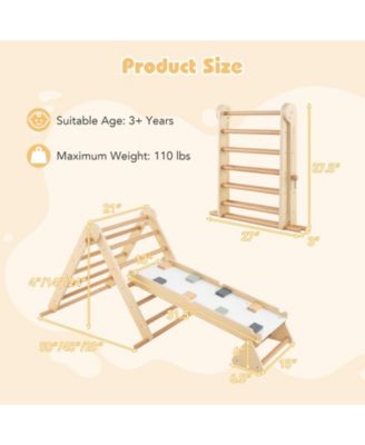 3-in-1 Pikler Triangle Climbing Set Kids Foldable Montessori Toys with Ramp