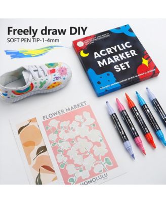 36 Colors Acrylic Markers, Dual Tip Paint Pens, Children's Drawing and Doodling Pens for Wood, Canvas, Ceramic and DIY Crafts Making