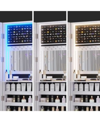 Wall/Door Mounted LED Jewelry Storage Mirror Cabinet
