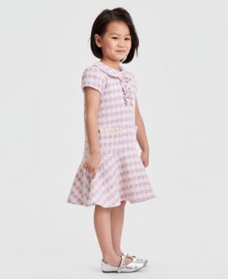 Girls' 2T-6X Short-Sleeve Boucle Dress