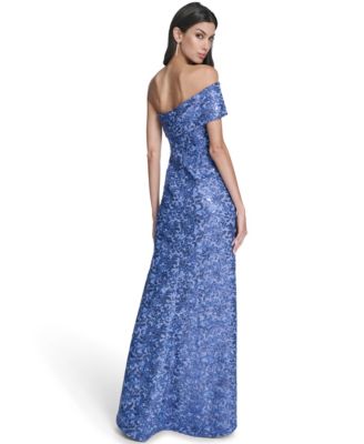 Women's One-Shoulder Side Tucks Long Dress