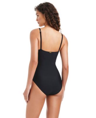 Women's Stripe Over-The-Shoulder One-Piece Swimsuit