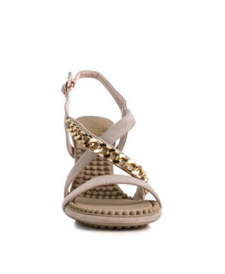 DOMEDA Womens Metal Chain Embellished Sandals