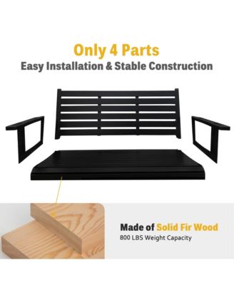 5 FT Extra Large 3-Seater Wooden Porch Swing, for Outdoor Patio Garden Yard (Deep Brown)