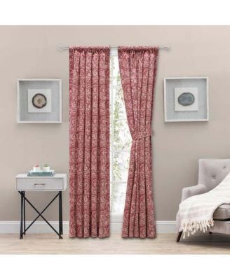 Segovia Printed Paisley Pattern on Ground 1.5" Rod Pocket High Quality Tailored Tiers 50"x36" Red