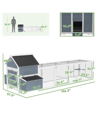 156" Extra Large Chicken Coop with 2 Nesting Box & Run Cage