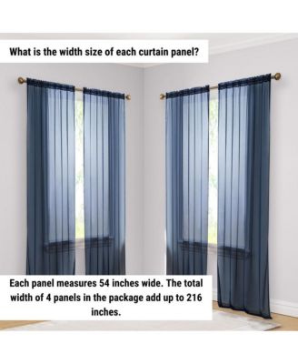 Essentials Sheer Voile Window Treatment Rod Pocket Curtain Panels - Set Of 4