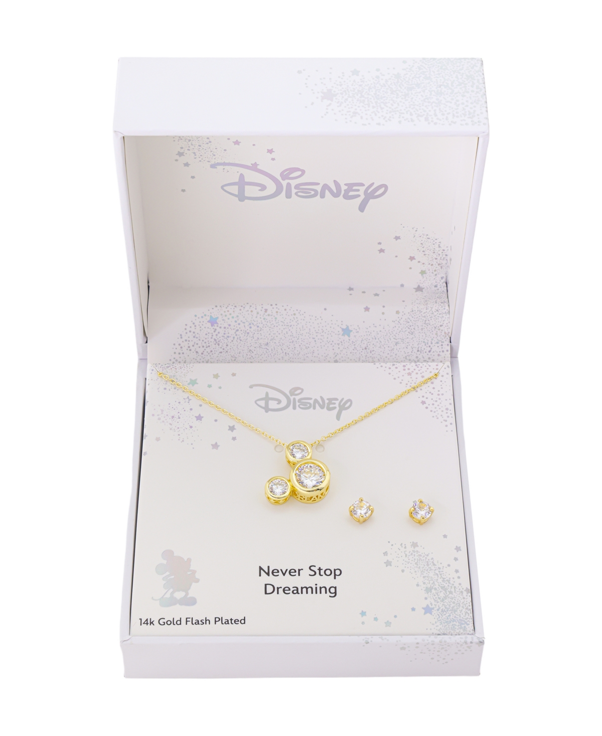 Disney Mickey Mouse Cubic Zirconia Pendant Necklace and Earring Set