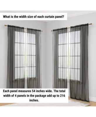 Essentials Sheer Voile Window Treatment Rod Pocket Curtain Panels - Set Of 4