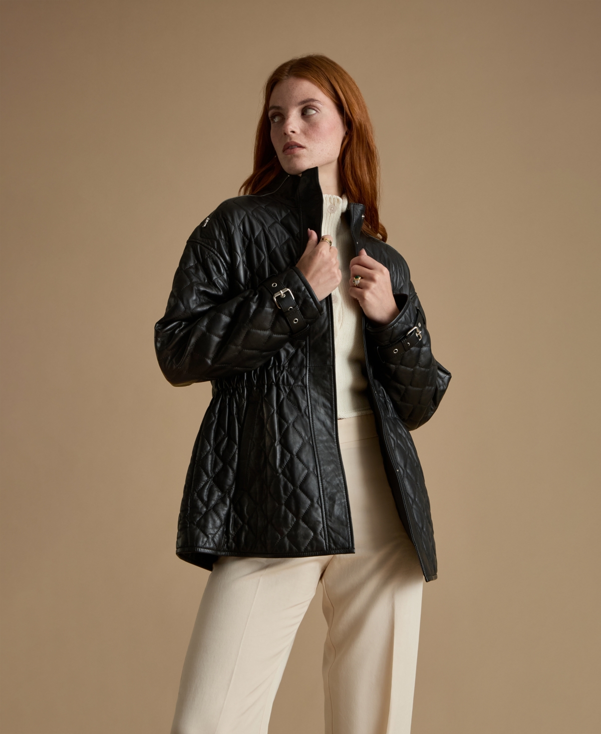 Furniq Uk Women's Genuine Leather Jacket, Black