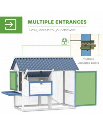 55.5" Wooden Chicken Coop with Run Box, Nesting Box, Tray,