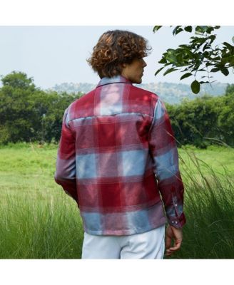 Men's Venetian Red & Coin Grey Vignette-Checkered Oversized Shirt