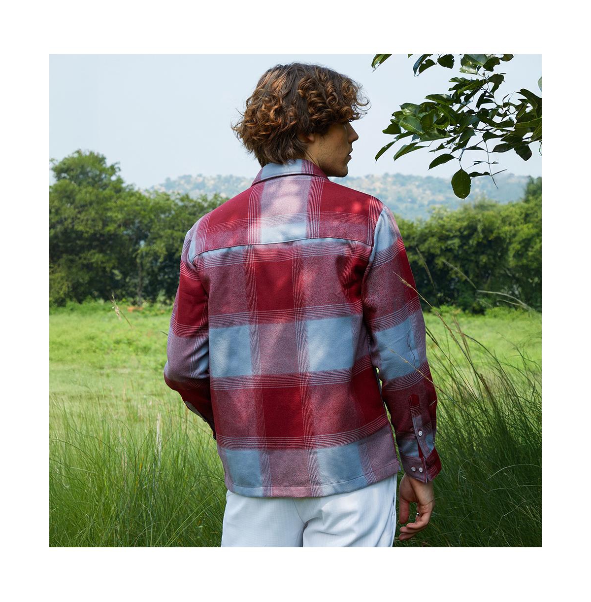 Campus Sutra Men's Venetian Red & Coin Grey Vignette-Checkered Oversized Shirt