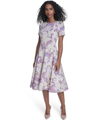Calvin Klein - Women's Short-Sleeve Scuba Midi Dress