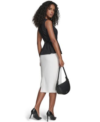 Women's Crewneck Color-Block Midi Dress